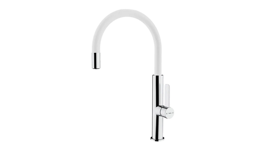 Baterie de bucătărie cu ţeavă înaltă şi aerator anticalcar FOT 995 WHITE