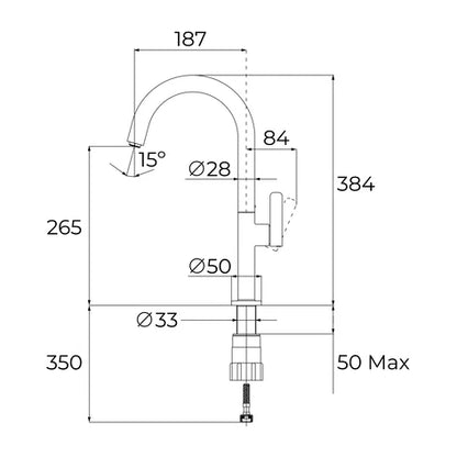 Baterie de bucătărie monocomandă OVAL 915 BK
