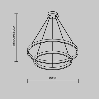 Lustra Maytoni Rim,LED ,2 cercuri,black, MOD058PL-L74BK