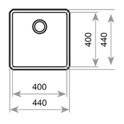 Chiuvetă "PureLine” din inox BE LINEA RS15 40.40, 1 cuvă, instalare Undermount
