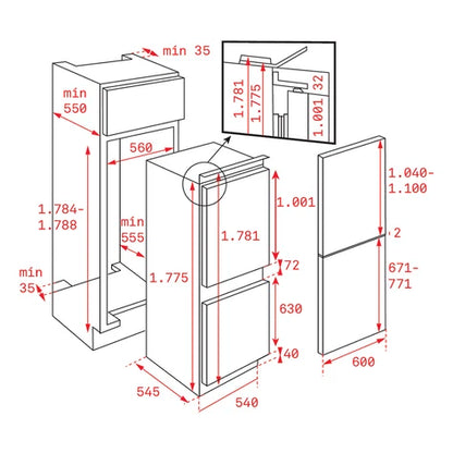 Combină frigorifică încorporabilă No Frost CI3 350 NF EU, clasă energetică E, 178cm