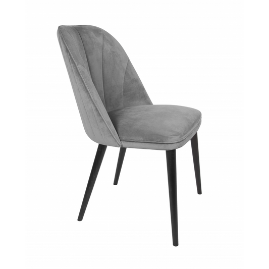 Scaun de catifea Celine Lines, Light Smoke