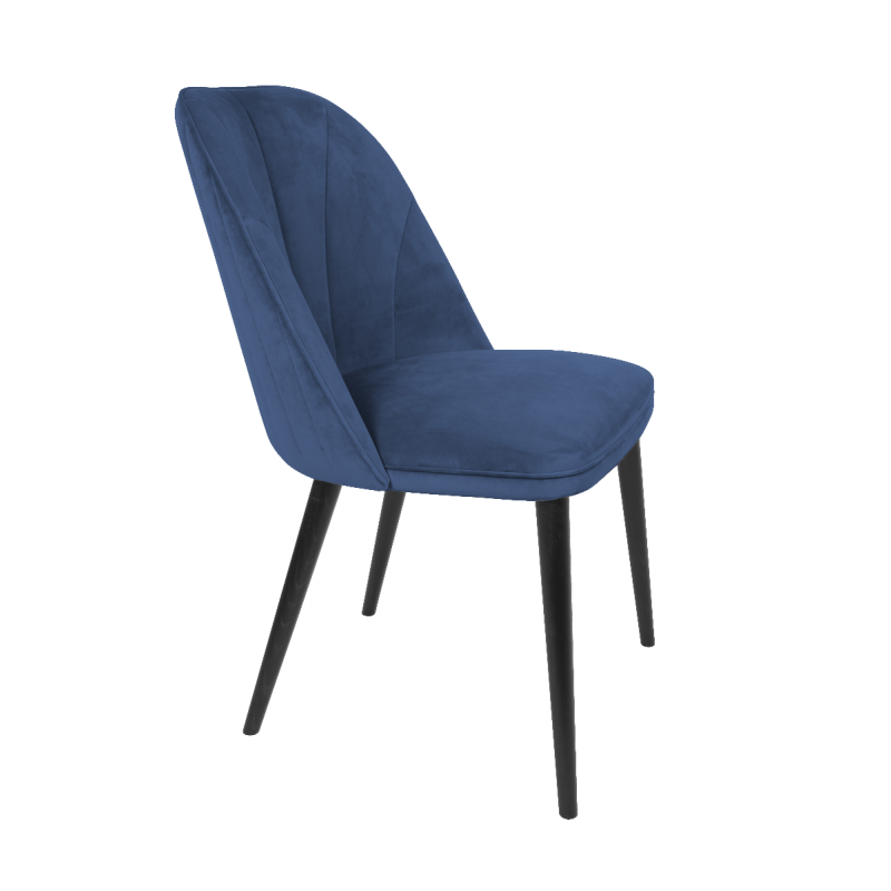 Scaun de catifea Celine Lines, Night Blue