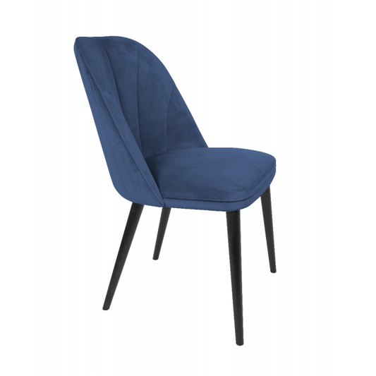 Scaun de catifea Celine Lines, Night Blue