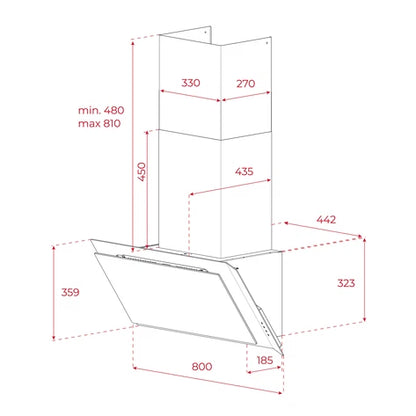 Hota cu design vertical, DVI 88-G1 EOS BM, 60 cm, sistem de extractie perimetrala