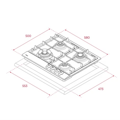 Plita pe gaz GSC 64320 RBC, 60 cm, cu 4 zone de preparare