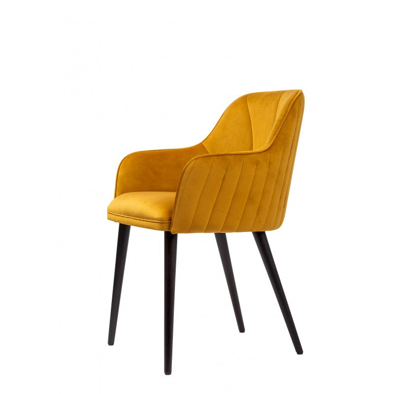 Scaun de catifea Jaquelin Lines, Gold Mustar