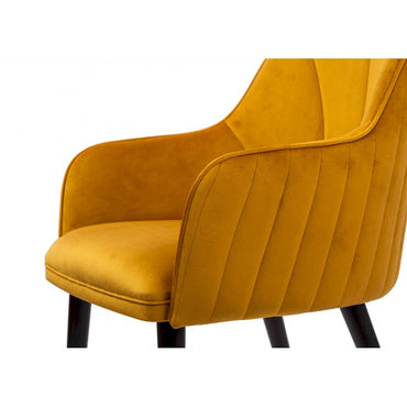 Scaun de catifea Jaquelin Lines, Gold Mustar