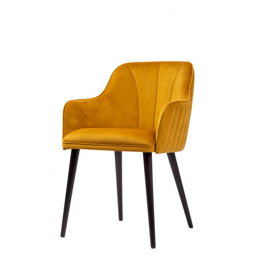 Scaun de catifea Jaquelin Lines, Gold Mustar