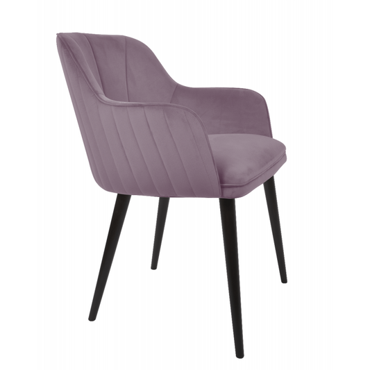 Scaun de catifea Jaquelin Lines, Blush Pink