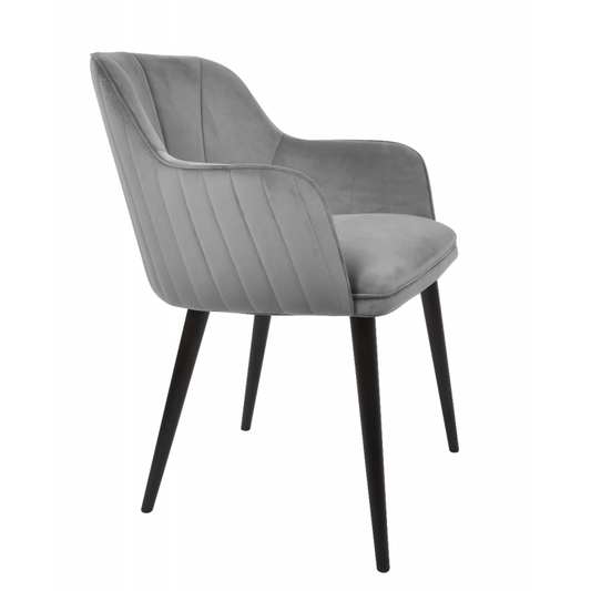 Scaun de catifea Jaquelin Lines, Light Smoke