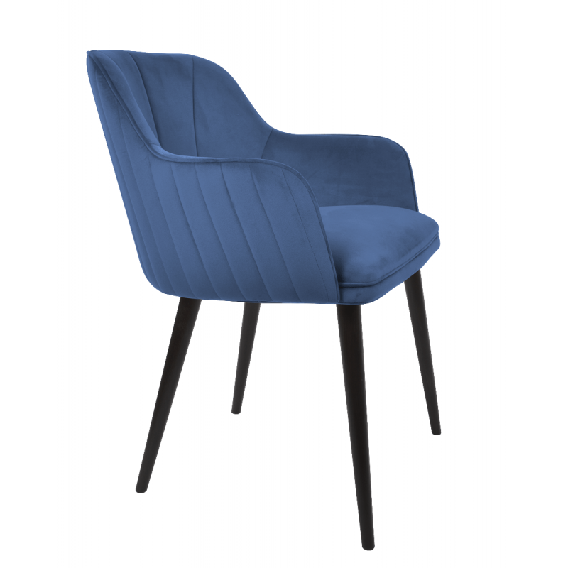 Scaun de catifea Jaquelin Lines, Night Blue