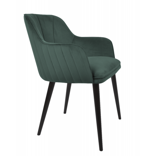 Scaun de catifea Jaquelin Lines, Smarald Green