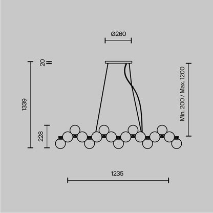 Lustra Maytoni Dallas, alama, sticla opal, 25XG9, L.123 cm, MOD547PL-25BS