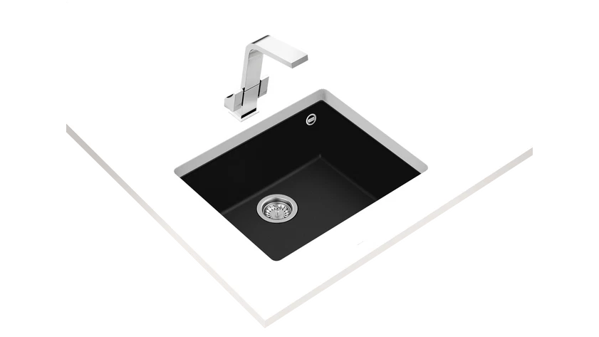 Chiuvetă SQUARE 50.40 TG Q BLACK Tegranite, 1 cuvă, modalitate de instalare: Undermount