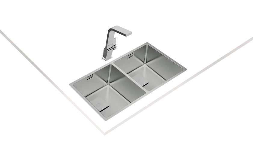 Chiuvetă "PureLine” din inox FLEXLINEA RS15 2B 740, 2 cuve, instalare Undermount, Top & Flush