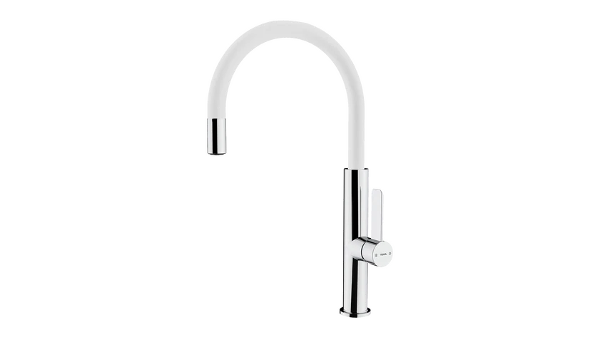 Baterie de bucătărie cu ţeavă înaltă şi aerator anticalcar FOT 995 WHITE