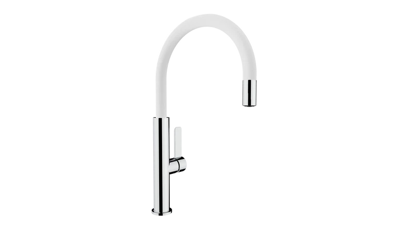 Baterie de bucătărie cu ţeavă înaltă şi aerator anticalcar FOT 995 WHITE