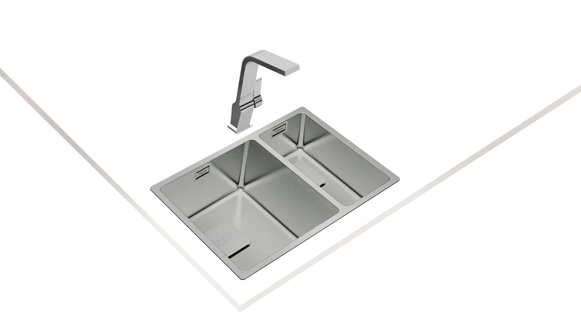 Chiuvetă "PureLine” din inox FLEXLINEA RS15 2B 580, 2 cuve, instalare Undermount, Top & Flush