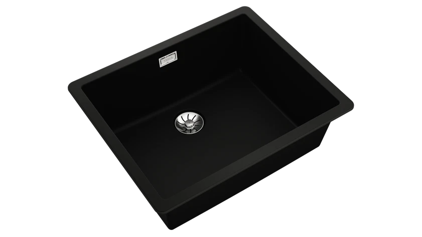 Chiuvetă RADEA 50.40 M-TG BK, Tegranite+, 1 cuvă, suprafață cu rezistență ridicată la impact, șocuri termice și temperaturi ridicate