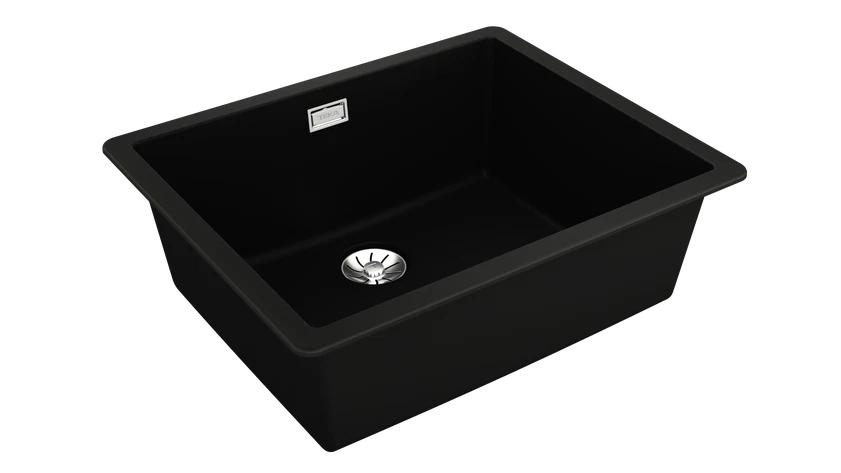 Chiuvetă RADEA 50.40 M-TG BK, Tegranite+, 1 cuvă, suprafață cu rezistență ridicată la impact, șocuri termice și temperaturi ridicate
