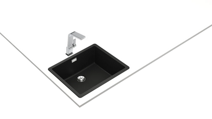 Chiuvetă RADEA 50.40 M-TG BK, Tegranite+, 1 cuvă, suprafață cu rezistență ridicată la impact, șocuri termice și temperaturi ridicate