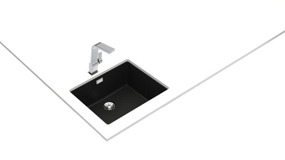Chiuvetă RADEA 50.40 M-TG BK, Tegranite+, 1 cuvă, suprafață cu rezistență ridicată la impact, șocuri termice și temperaturi ridicate