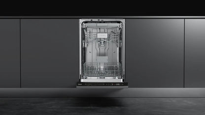 Mașină de spălat vase complet încorporabilă DFI 74960, panou de control electronic, prezenţa celui de-al treilea pulverizator, 45 cm