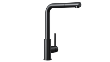 Baterie de bucătărie ecologică UNI 9331 BK, cu monocomandă și extractibilă pentru gura de scurgere înaltă