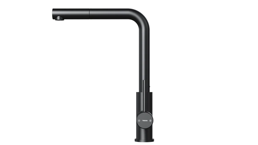 Baterie de bucătărie ecologică UNI 9331 BK, cu monocomandă și extractibilă pentru gura de scurgere înaltă