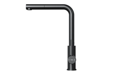 Baterie de bucătărie ecologică UNI 9331 BK, cu monocomandă și extractibilă pentru gura de scurgere înaltă