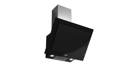 Hotă şemineu cu design vertical DVT 68660 BLACK, paravan din sticlă de culoare neagră, Funcţie Fresh AIR, 60 cm