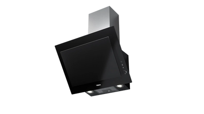 Hotă şemineu cu design vertical DVT 68660 BLACK, paravan din sticlă de culoare neagră, Funcţie Fresh AIR, 60 cm