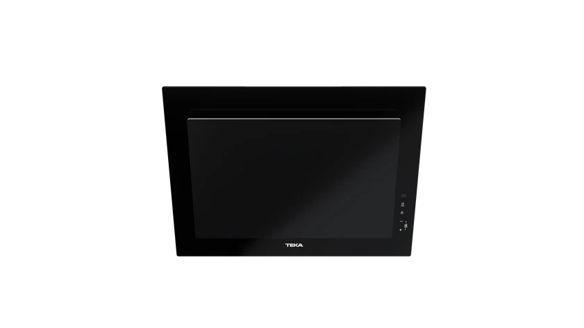 Hotă şemineu cu design vertical DVT 68660 BLACK, paravan din sticlă de culoare neagră, Funcţie Fresh AIR, 60 cm