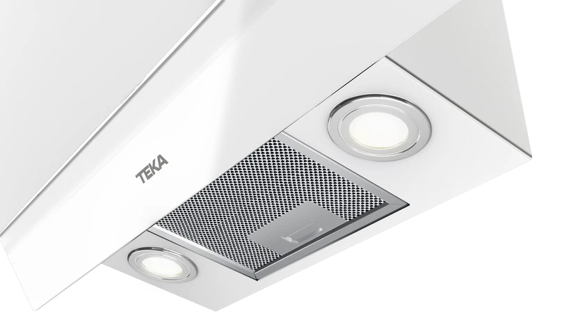 Hota cu design vertical, DVT 68660 TBS WH, 60 cm, sistem de extractie dual