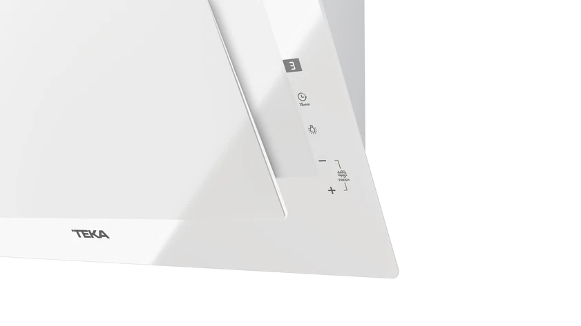 Hota cu design vertical, DVT 68660 TBS WH, 60 cm, sistem de extractie dual