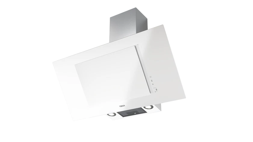 Hota cu design vertical, DVT 98660 TBS WH, 90 cm, sistem de extractie dual