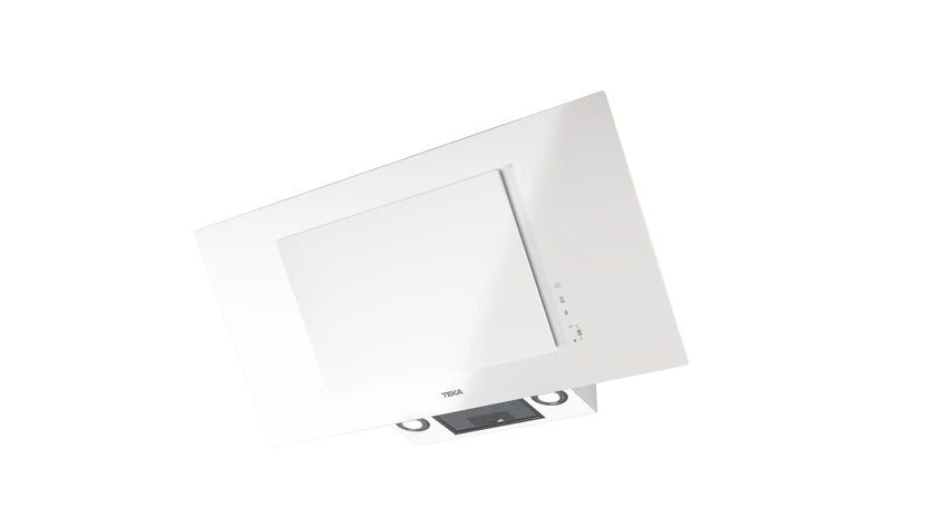 Hota cu design vertical, DVT 98660 TBS WH, 90 cm, sistem de extractie dual