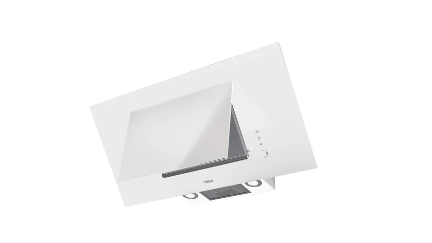 Hota cu design vertical, DVT 98660 TBS WH, 90 cm, sistem de extractie dual