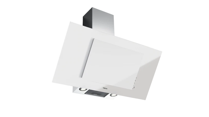 Hota cu design vertical, DVT 98660 TBS WH, 90 cm, sistem de extractie dual