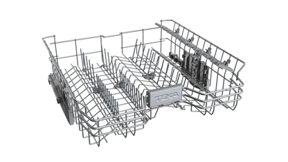 Mașină de spălat vase complet încorporabilă DFI 76950, cu funcţie antibacteriană IonClean, compartiment superior semi-ajustabil pe înălţime şi sistem automat de deschidere,