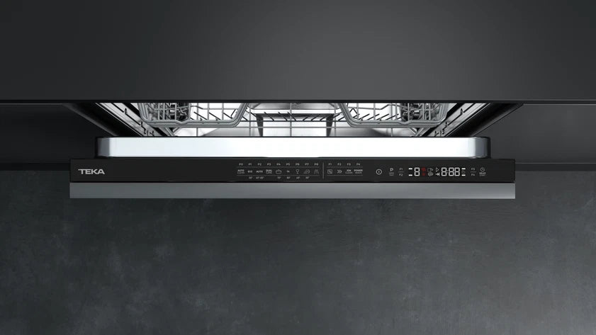 Mașină de spălat vase complet încorporabilă DFI 76950, cu funcţie antibacteriană IonClean, compartiment superior semi-ajustabil pe înălţime şi sistem automat de deschidere,