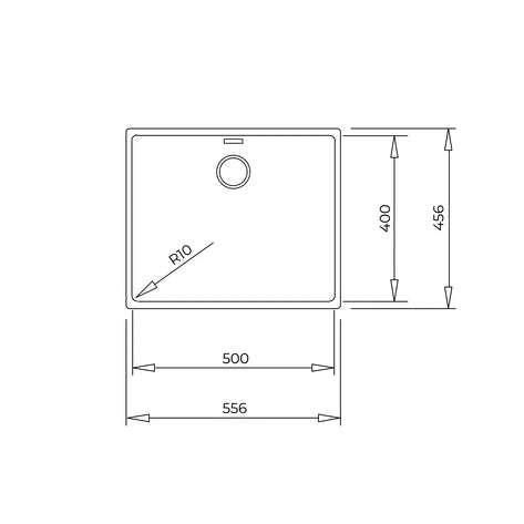 Chiuvetă RADEA 50.40 M-TG BK, Tegranite+, 1 cuvă, suprafață cu rezistență ridicată la impact, șocuri termice și temperaturi ridicate