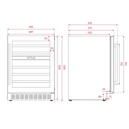 Refrigerator de vinuri free-standing RVU 20046, panou de control electronic, capacitate 46 sticle