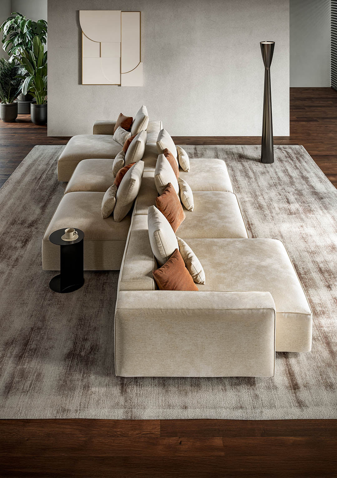 Canapea ADAM,material CARDIFF 018,parte cu 3 locuri si sezlong