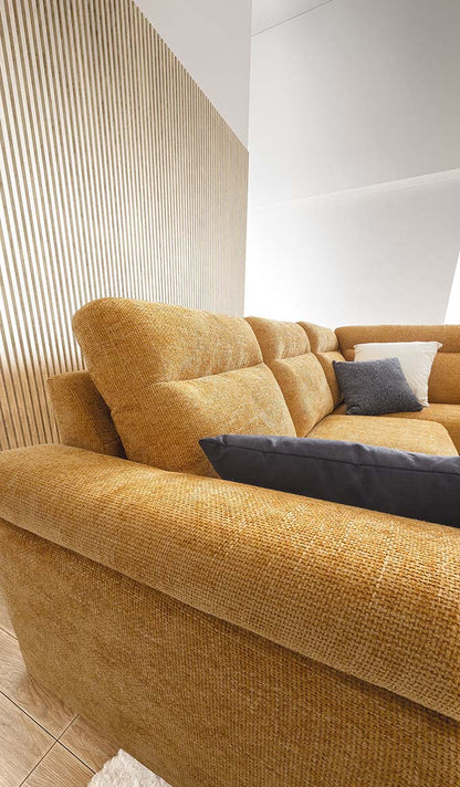 Canapea BELLARGO,material CARACAS 011,parte fixa cu 3 locuri si sezlong