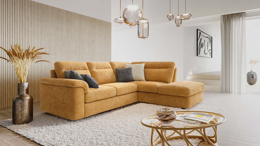 Canapea BELLARGO,material CARACAS 011,parte fixa cu 3 locuri si sezlong