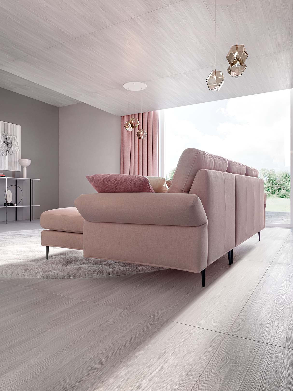 Canapea THOAS,material CARACAS 016,parte fixa cu 3 locuri si puf